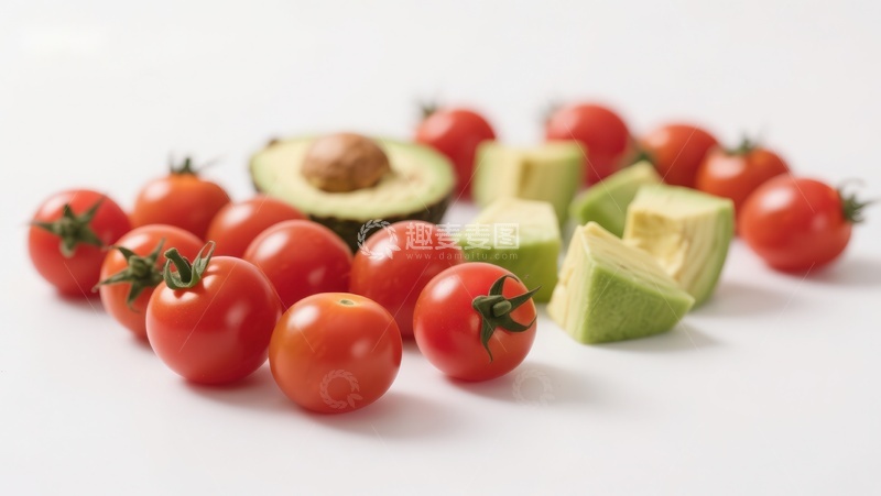 高清大图下载【趣麦麦图】新鲜樱桃番茄与牛油果切片