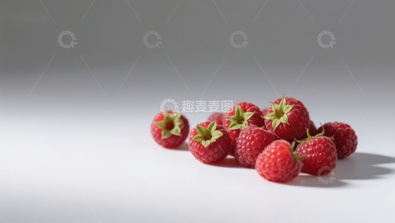 高清大图下载【趣麦麦图】新鲜草莓静置在白色背景上