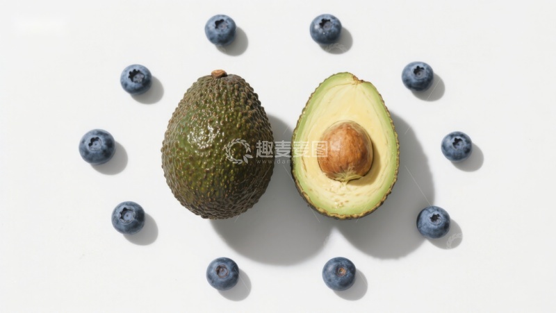 高清大图下载【趣麦麦图】牛油果与蓝莓的健康组合