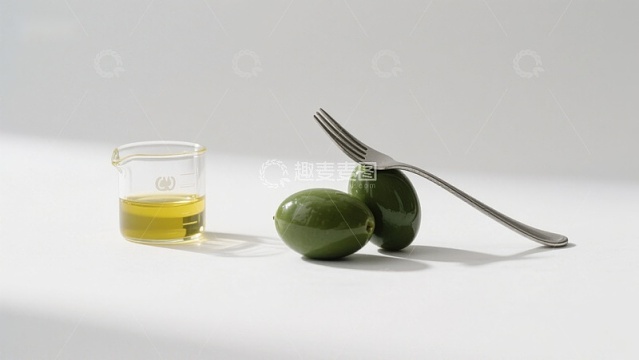 橄榄与油的静物组合