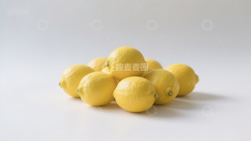 高清大图下载【趣麦麦图】新鲜柠檬堆叠在白色背景上