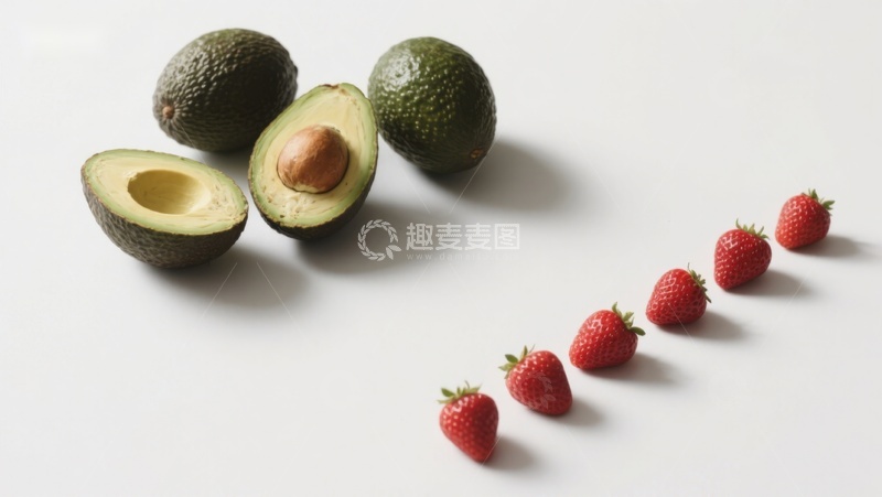 高清大图下载【趣麦麦图】新鲜牛油果与草莓的排列