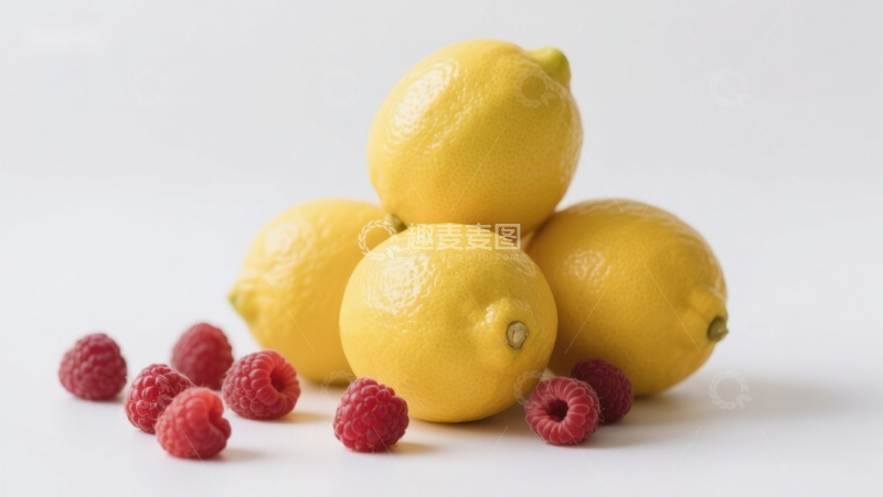 高清大图下载【趣麦麦图】柠檬与覆盆子的静物组合