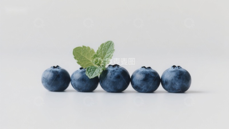 高清大图下载【趣麦麦图】蓝莓与薄荷叶的清新排列
