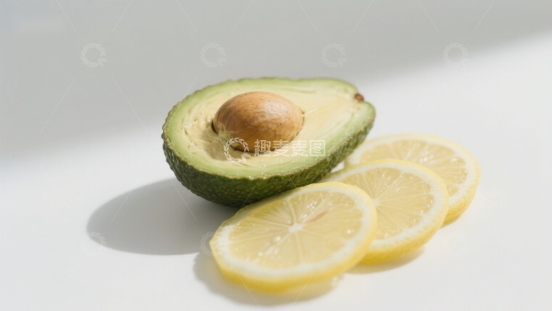 高清大图下载【趣麦麦图】切开的牛油果与柠檬片