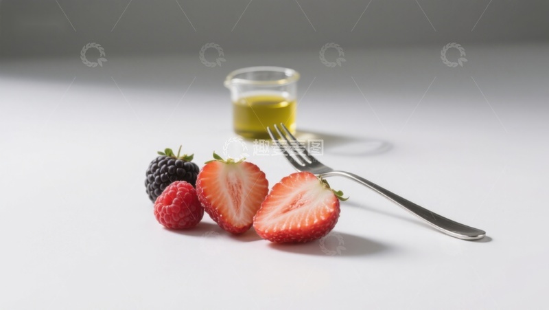 高清大图下载【趣麦麦图】新鲜草莓与黑莓配蜂蜜