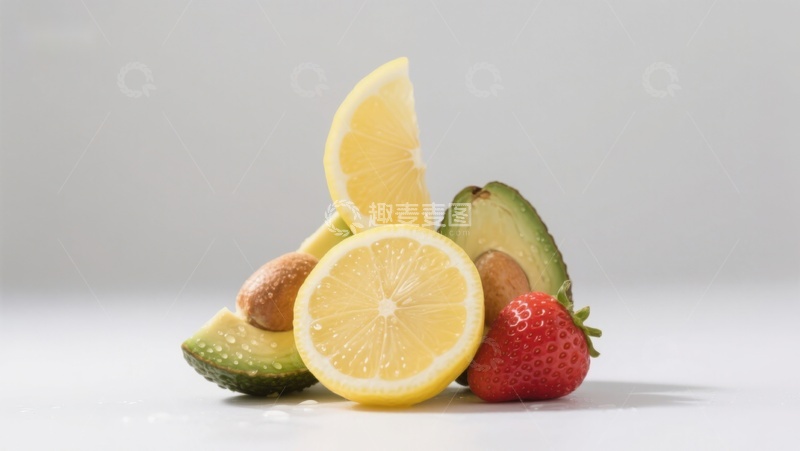高清大图下载【趣麦麦图】柠檬草莓与牛油果的清新组合