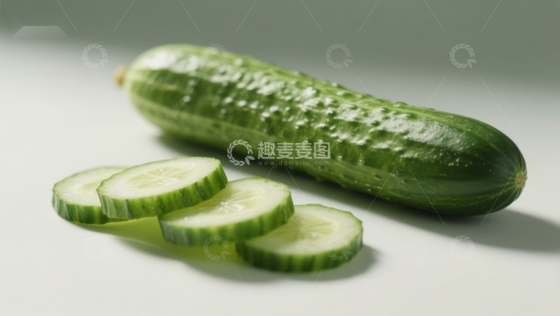 高清大图下载【趣麦麦图】新鲜黄瓜与切片展示