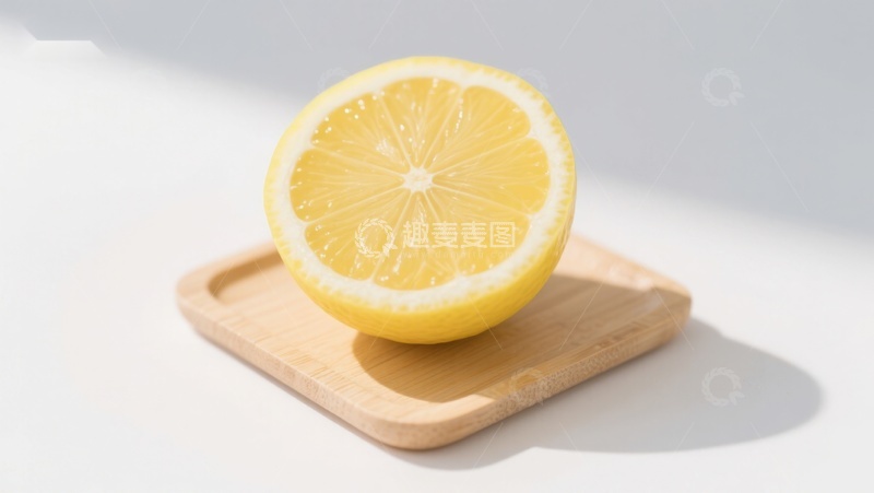高清大图下载【趣麦麦图】切片柠檬置于木质托盘上