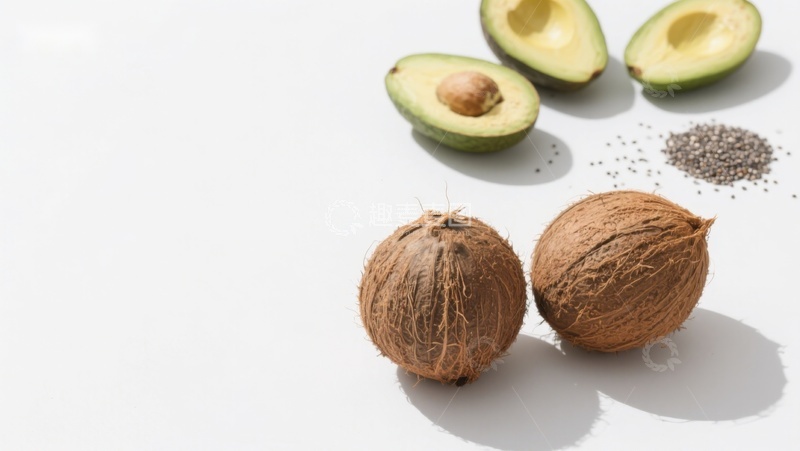 高清大图下载【趣麦麦图】椰子与牛油果的健康组合