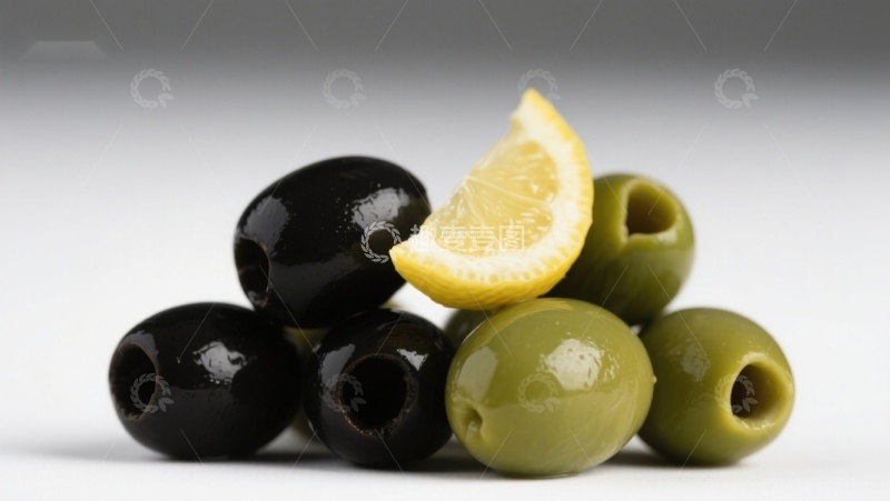 高清大图下载【趣麦麦图】黑绿橄榄与柠檬片