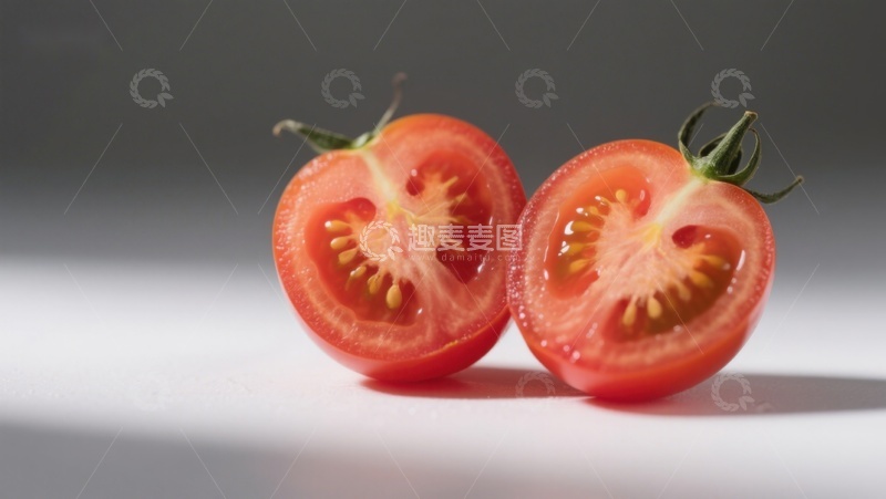 高清大图下载【趣麦麦图】切开的番茄，展示内部结构