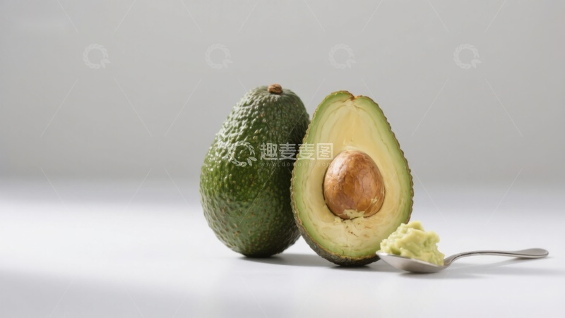 高清大图下载【趣麦麦图】新鲜牛油果与果肉特写