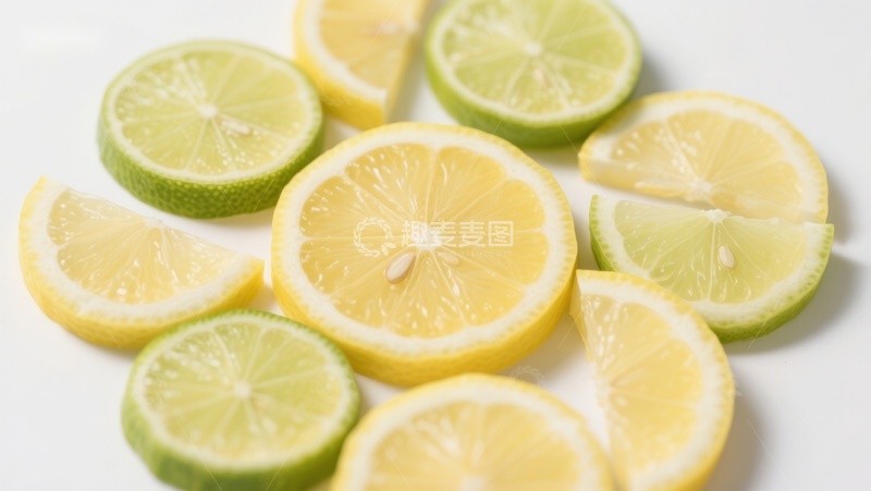 高清大图下载【趣麦麦图】新鲜柠檬与青柠切片