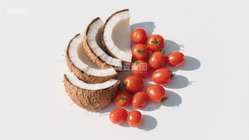 高清大图下载【趣麦麦图】椰子切片与樱桃番茄的组合