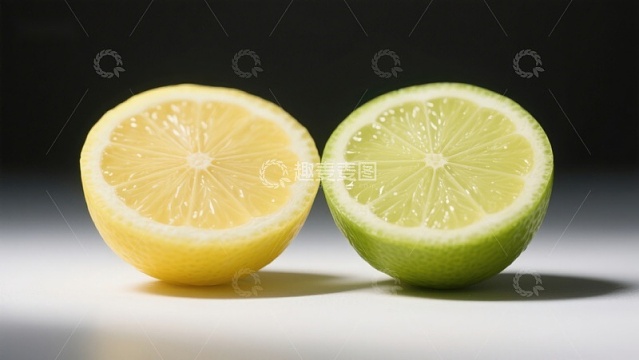 柠檬与青柠的切面对比