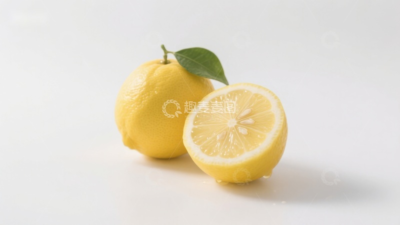高清大图下载【趣麦麦图】新鲜柠檬，一半切开展示
