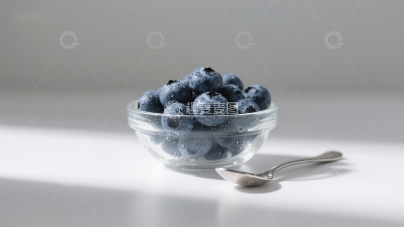 高清大图下载【趣麦麦图】透明碗中的新鲜蓝莓