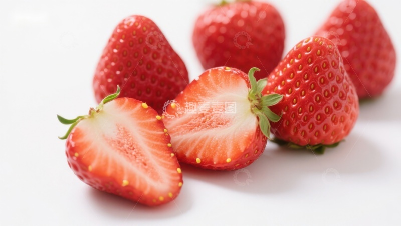 高清大图下载【趣麦麦图】新鲜草莓切片展示