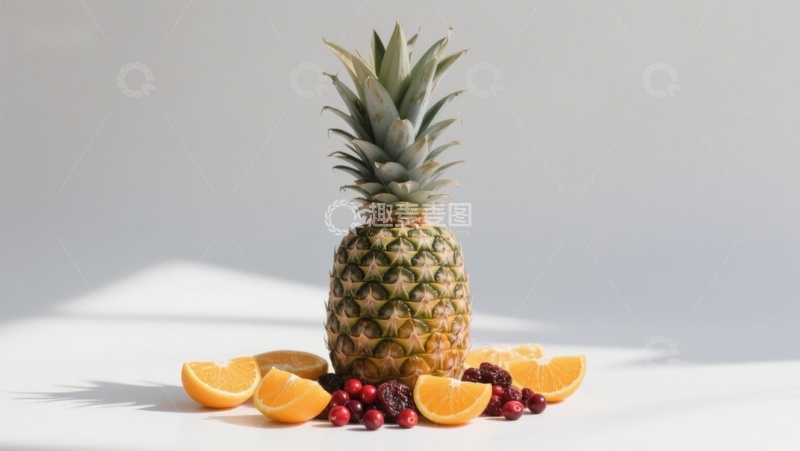 高清大图下载【趣麦麦图】菠萝与橙子的清新组合