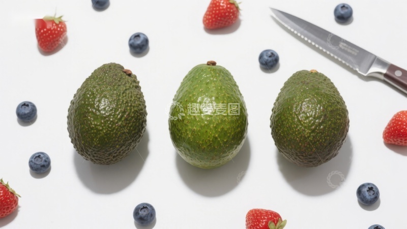 高清大图下载【趣麦麦图】新鲜牛油果与浆果的静物组合
