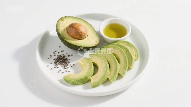 高清大图下载【趣麦麦图】切片牛油果与橄榄油的健康搭配