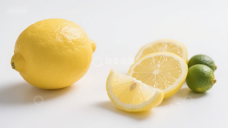 高清大图下载【趣麦麦图】新鲜柠檬与青柠的切片展示