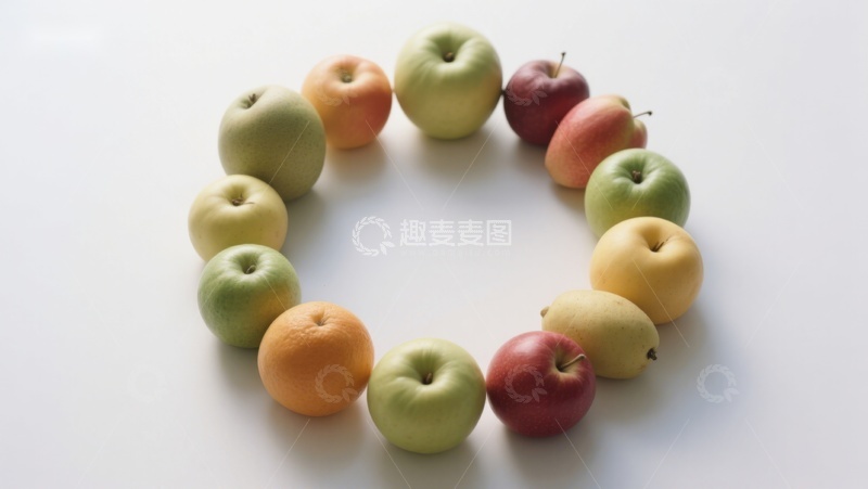 高清大图下载【趣麦麦图】多彩苹果围成圆形排列