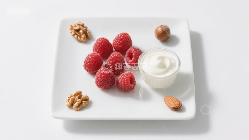 高清大图下载【趣麦麦图】酸奶配覆盆子与坚果