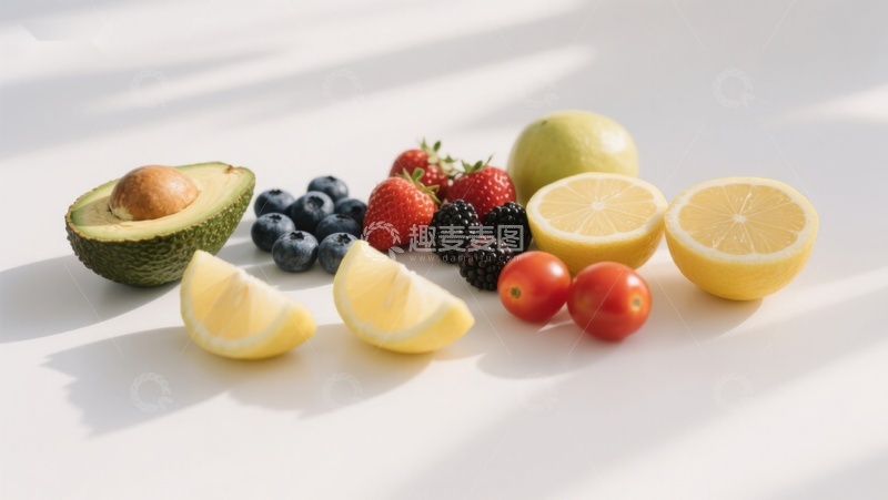 高清大图下载【趣麦麦图】新鲜水果与浆果的静物组合
