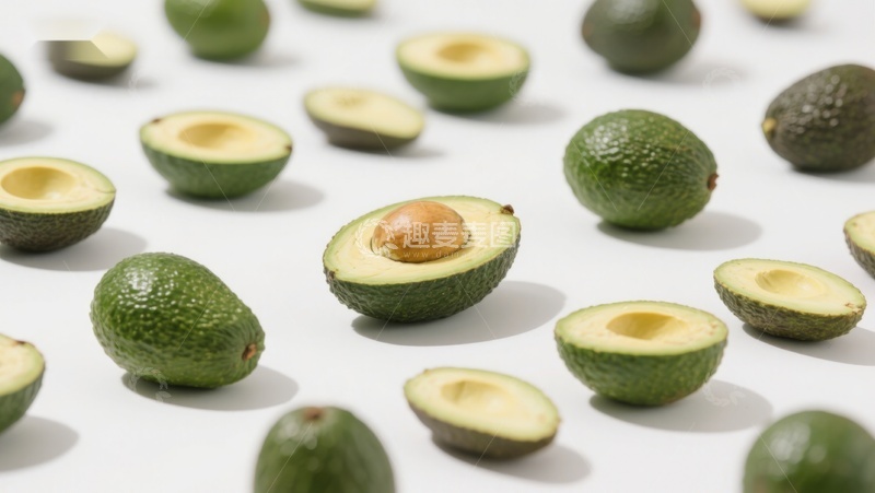 高清大图下载【趣麦麦图】新鲜牛油果切半展示