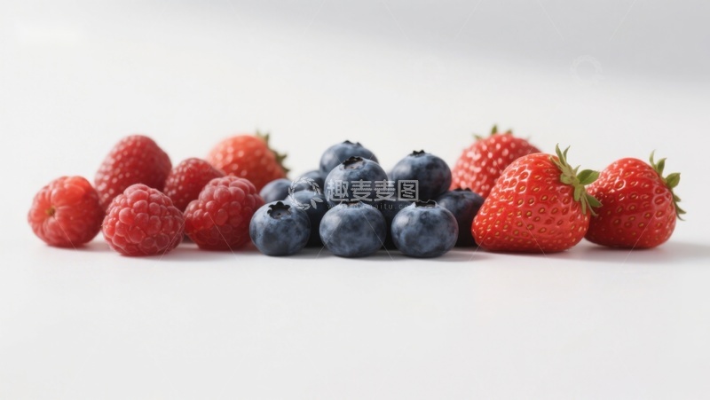 高清大图下载【趣麦麦图】新鲜草莓、蓝莓和覆盆子的组合