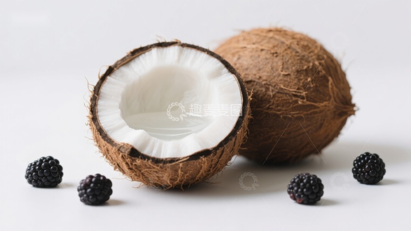 高清大图下载【趣麦麦图】椰子与黑莓的清新组合