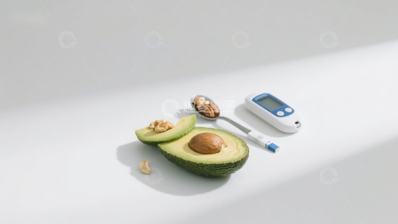 高清大图下载【趣麦麦图】牛油果与血糖仪的健康组合