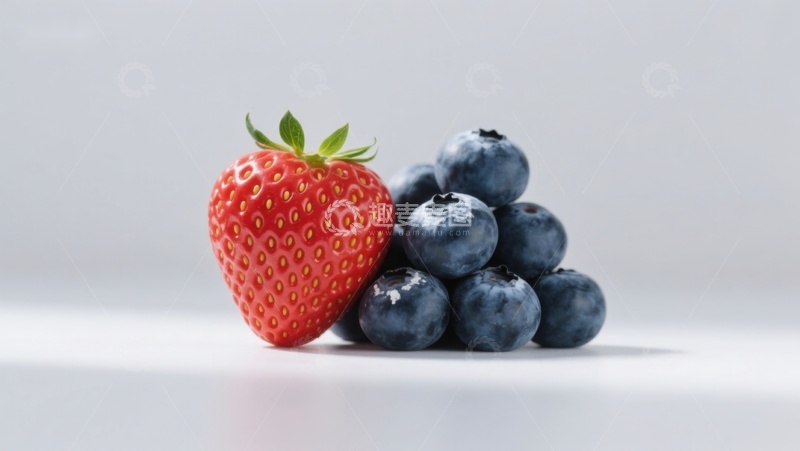 高清大图下载【趣麦麦图】草莓与蓝莓的清新组合