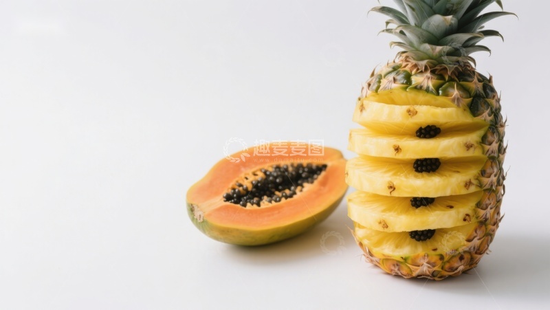 高清大图下载【趣麦麦图】切片菠萝与半颗木瓜