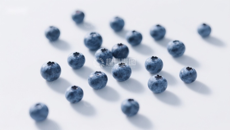 高清大图下载【趣麦麦图】新鲜蓝莓散落于白色背景