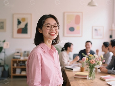 办公室中的微笑女性