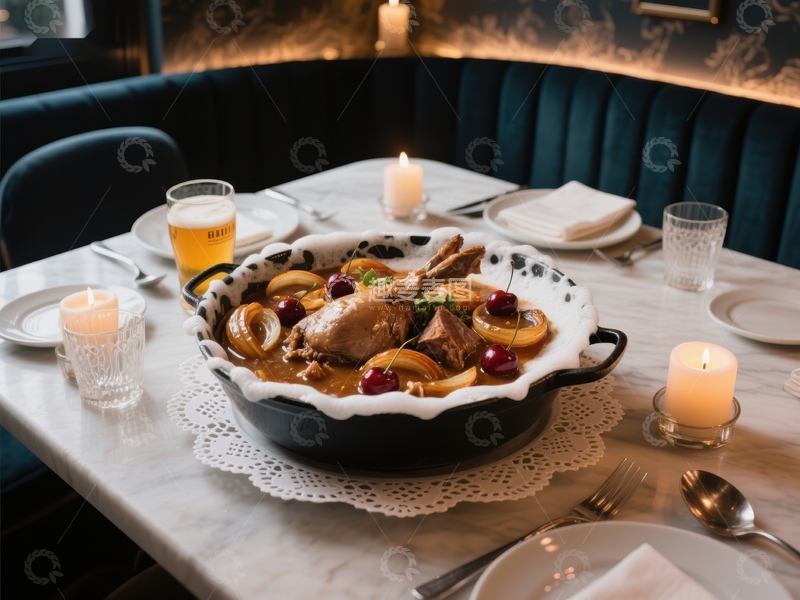 高清大图下载【趣麦麦图】精致餐桌上的美味炖菜