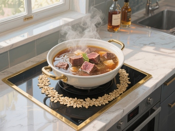 热气腾腾的牛肉炖锅