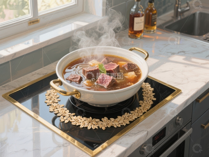 高清大图下载【趣麦麦图】热气腾腾的牛肉炖锅