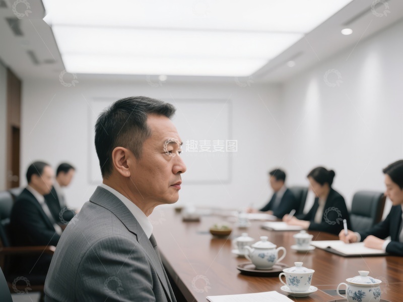 高清大图下载【趣麦麦图】商务会议中的专注讨论