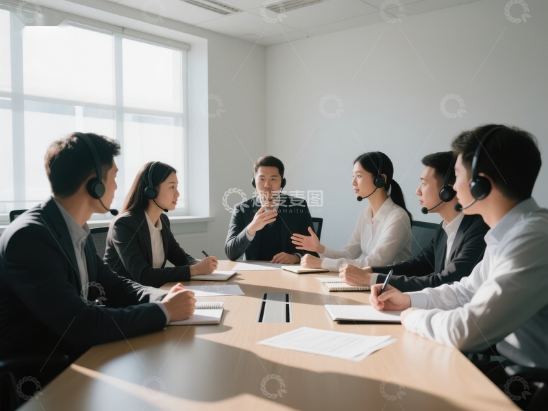 高清大图下载【趣麦麦图】团队会议中的客服人员