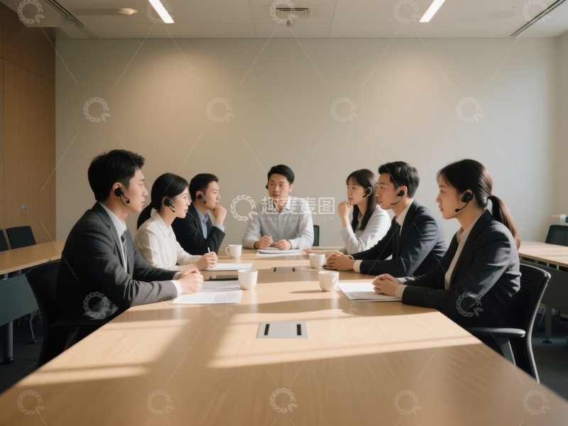 高清大图下载【趣麦麦图】团队会议中的客服人员