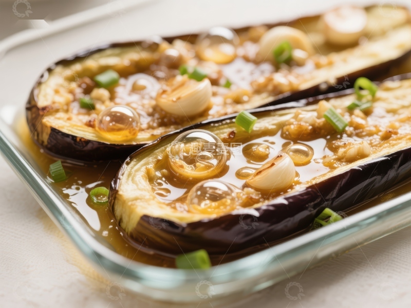 高清大图下载【趣麦麦图】蒜香烤茄子，美味佳肴