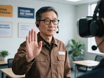 工厂培训：员工使用VR设备学习