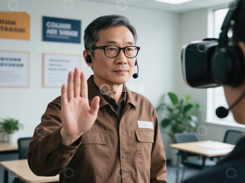 工厂培训：员工使用VR设备学习