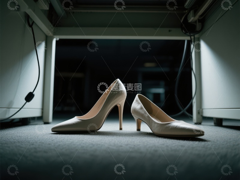 高清大图下载【趣麦麦图】高跟鞋置于办公桌下