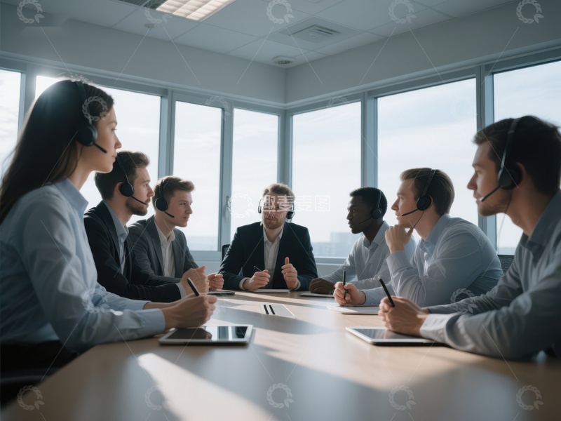 高清大图下载【趣麦麦图】客服团队会议讨论