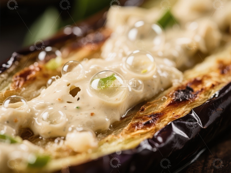 高清大图下载【趣麦麦图】烤茄子配奶油酱